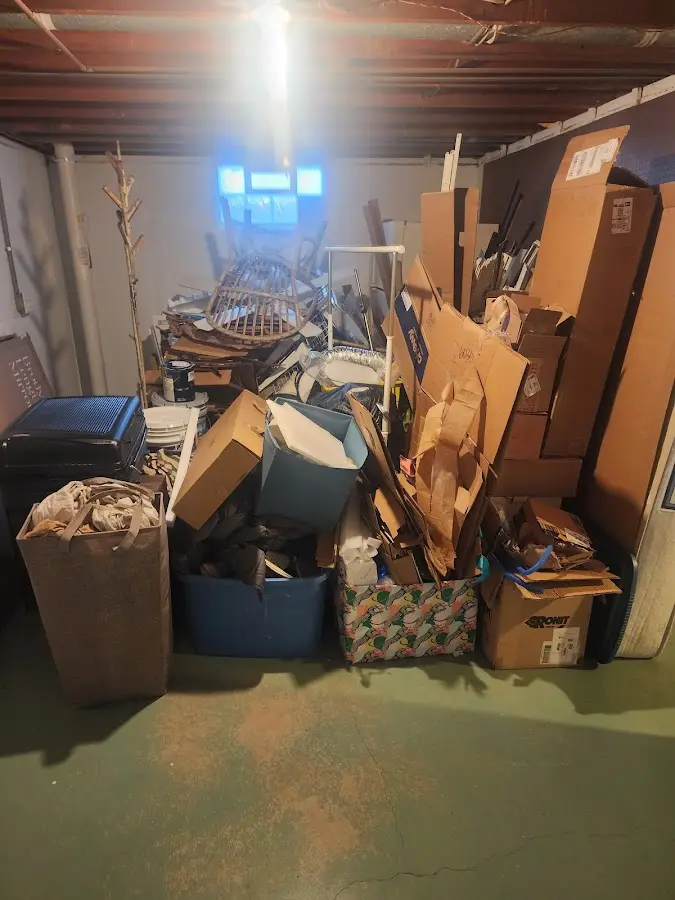 Roll-off dumpster container at job site for 6 Yard Dumpster Rental in Lockport